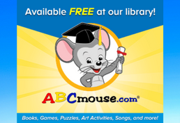 cartoon mouse holding a diploma on blue and yellow background