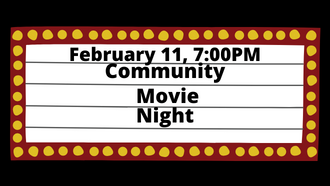 community movie night on marquee on black background